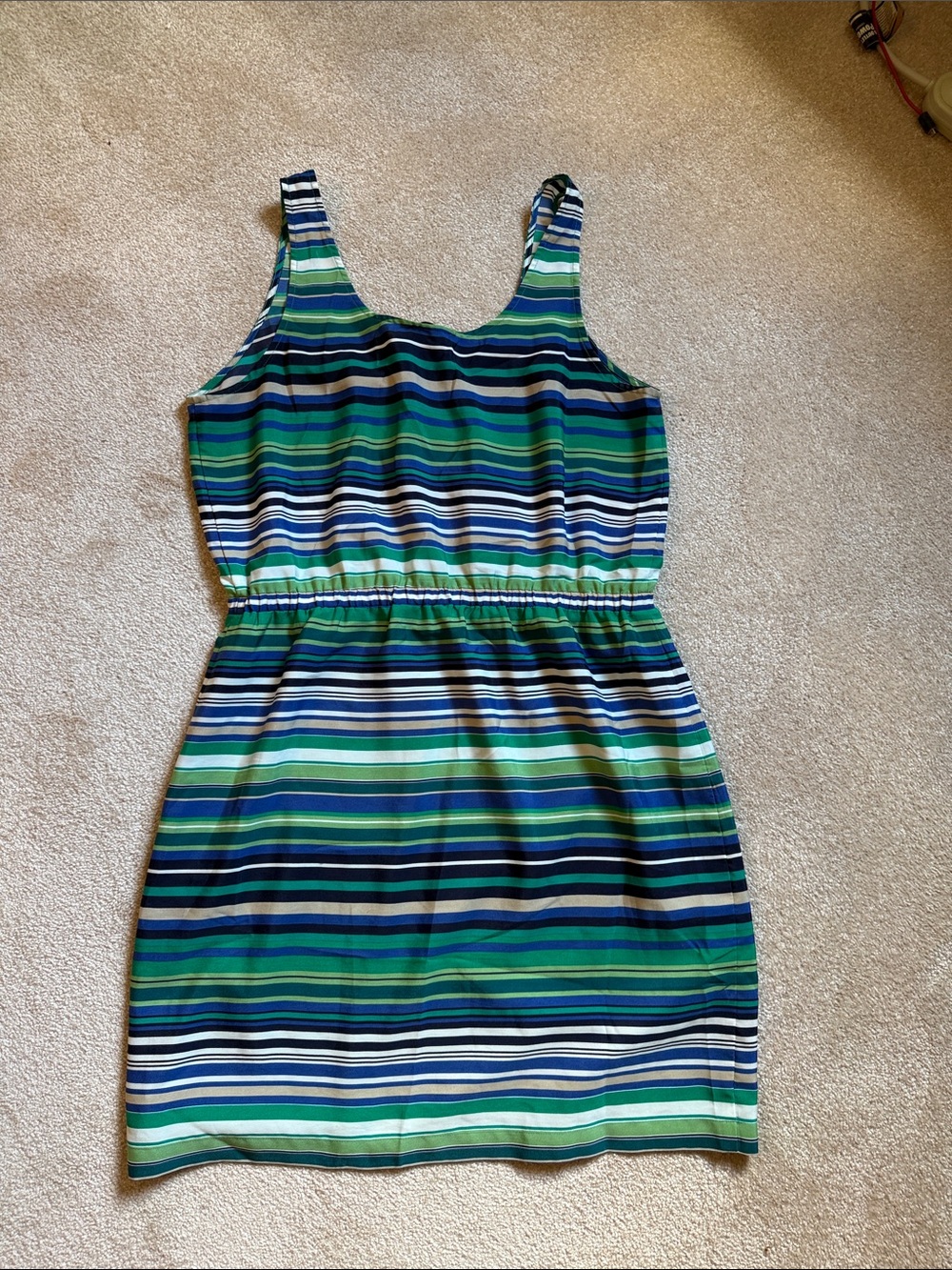 LOFT Green, Blue & White Striped Dress.